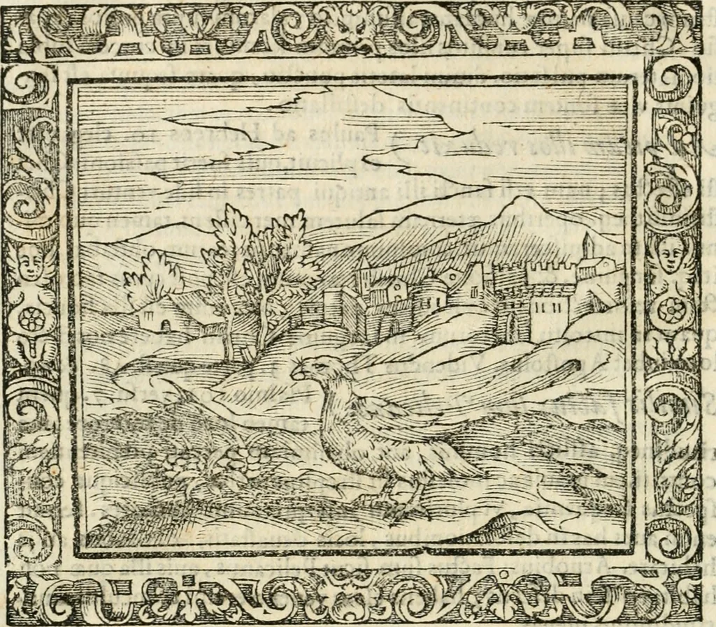 An illustration from Tou Hagiou Patros hemon Epiphaniou, episkopou Konstanteias Kyprou, Peri ton physiologon; tou autou Eis ta baia logos. Sancti patris nostri Epiphanii, Episcopi Constantiae Cypri, Ad physiologum; Eiusdem In die festo palmarum sermo, 1587, leaf 53