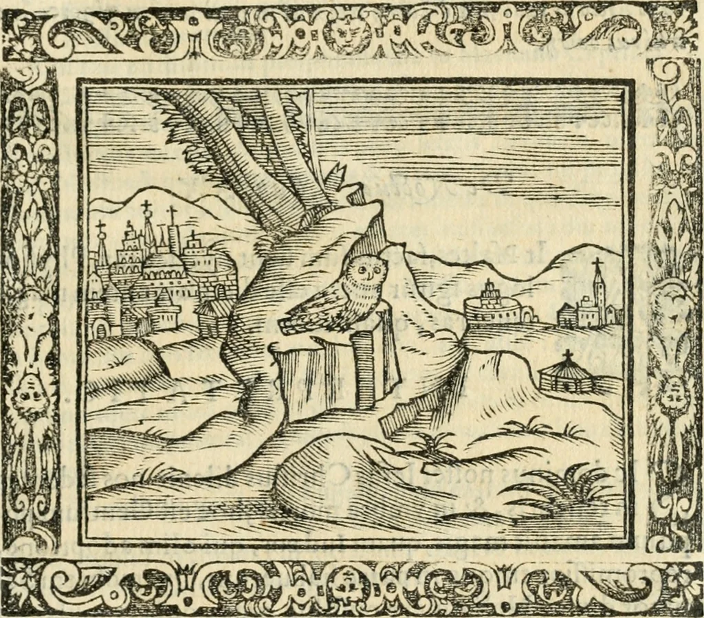 An illustration from Tou Hagiou Patros hemon Epiphaniou, episkopou Konstanteias Kyprou, Peri ton physiologon; tou autou Eis ta baia logos. Sancti patris nostri Epiphanii, Episcopi Constantiae Cypri, Ad physiologum; Eiusdem In die festo palmarum sermo, 1587, leaf 98