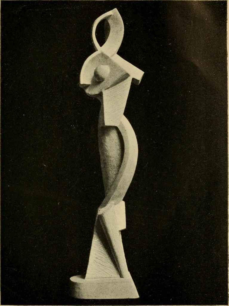 An illustration from Tournée de l'exposition de sculptures, sculpto-peintures, peintures, dessins de Alexandre Archipenko : du 24 nov. au 10 déc. [1919] Salle d'exposition de la Librairie Kundig, Genève; du 8 janvier au 8 février [1920] Kunsthaus à Zurich, en 1920:, 1920, leaf 14