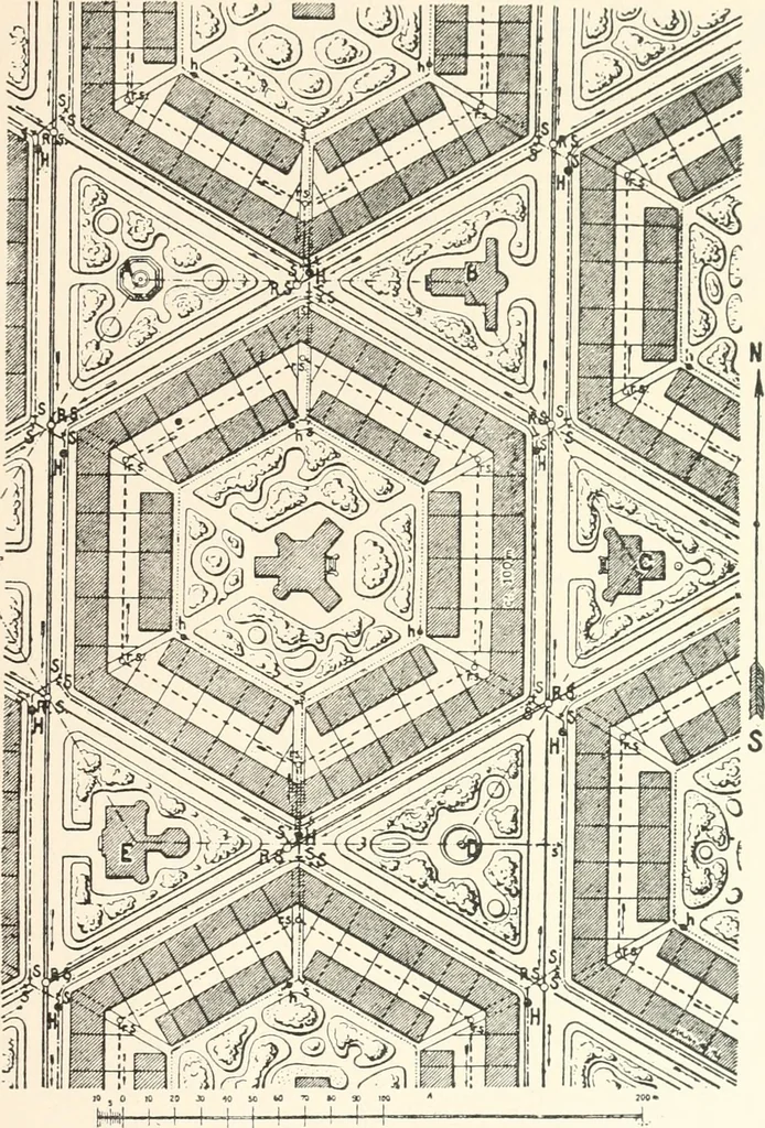 An illustration from Town planning, past, present and possible, 1911, leaf 142