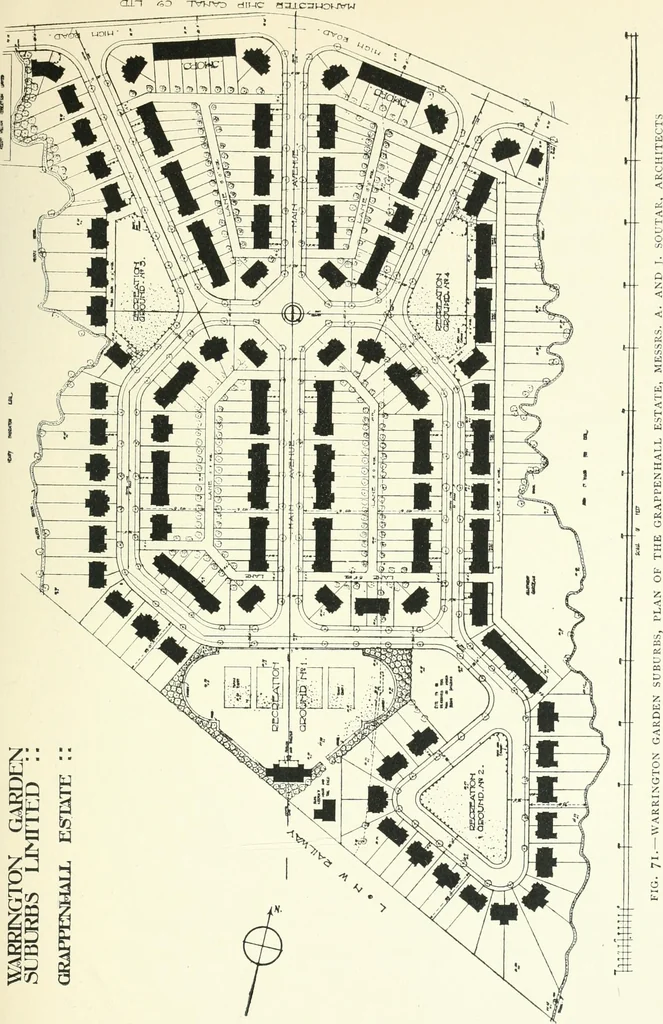 An illustration from Town planning, past, present and possible, 1911, leaf 244