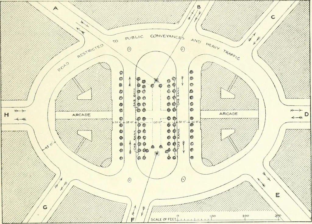 An illustration from Town planning, past, present and possible, 1911, leaf 338