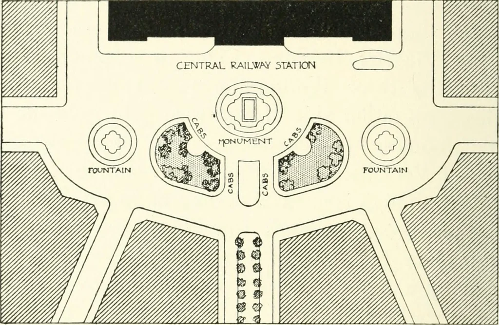 An illustration from Town planning, past, present and possible, 1911, leaf 343