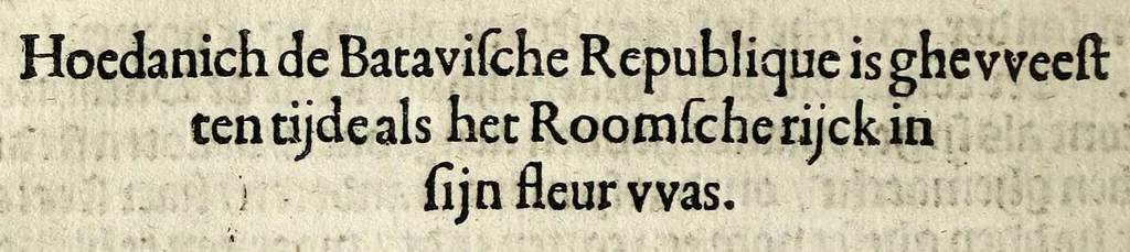 An illustration from Tractaet vande oudtheyt van de Batavische, nu Hollandsche Republique :, 1610, leaf 24
