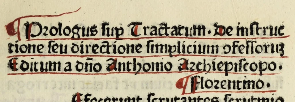 An illustration from Tractatum de instructione seu directione simplicium [con]fessoru[m], leaf 19