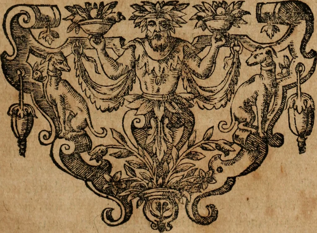 An illustration from Tractatus de regalibus, sive explicatio brevis et methodica ... quae sint regalia in usibus feudorum ... In praesentia verò, de regalibus in genere, quid juris sit, cum venationum tantùm materia, in lucem feliciter prodit autore Friderico Pruckmanno, 1672, leaf 228