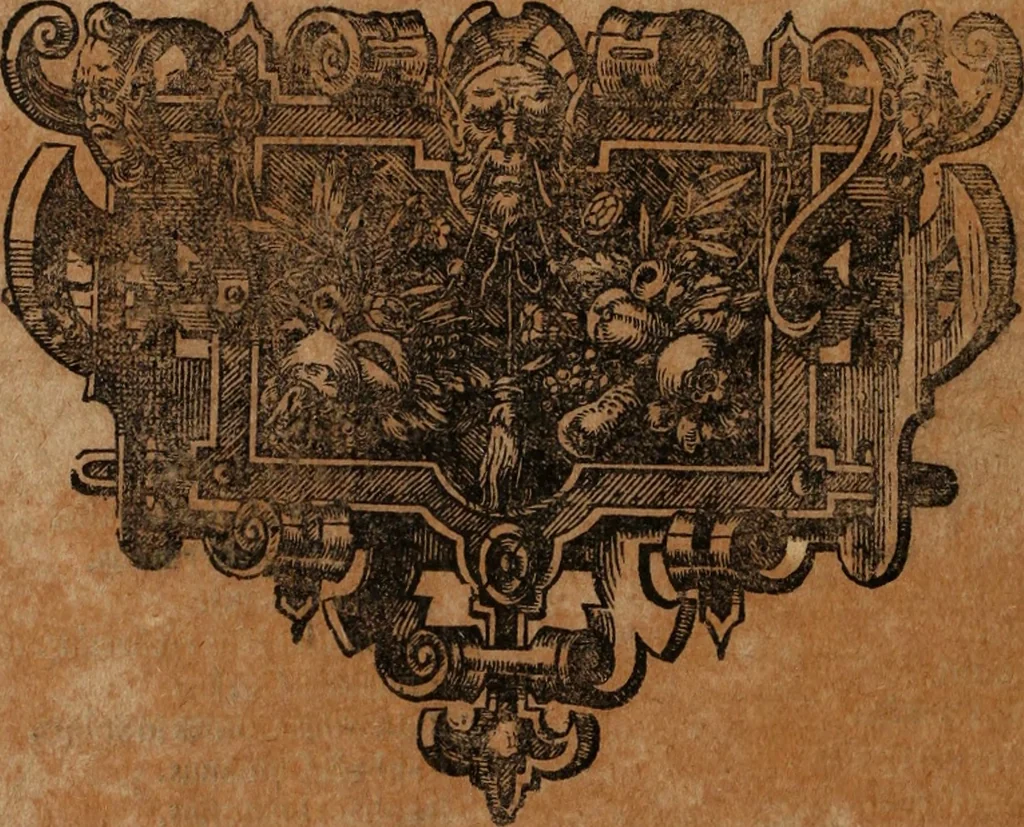 An illustration from Tractatus de regalibus, sive explicatio brevis et methodica ... quae sint regalia in usibus feudorum ... In praesentia verò, de regalibus in genere, quid juris sit, cum venationum tantùm materia, in lucem feliciter prodit autore Friderico Pruckmanno, 1672, leaf 427