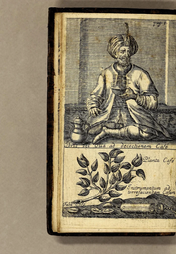 An illustration from Tractatus novi de potu caphé; de chinensium thé; et de chocolata, 1685, leaf 14