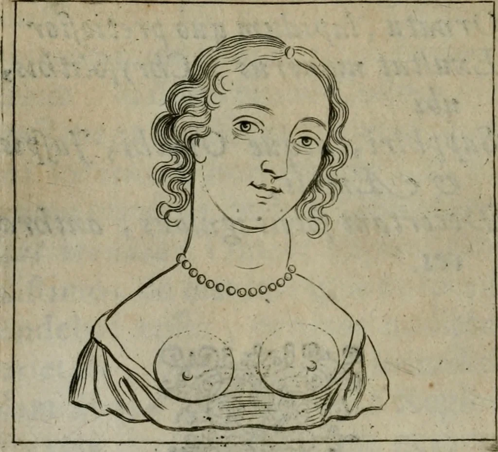 An illustration from Tractatus physiologicus de pulchritudine : juxta ea quae de sponsa in canticis canticorum mysticè pronunciantur, 1662, leaf 63