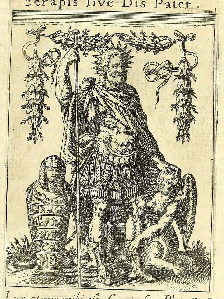 An illustration from Tractatus posthumus Jani Jacobi Boissardi Vesuntini De divinatione & magicis praestigiis : quarum veritas ac vanitas solidè exponitur per descriptionem deorum fatidicorum qui olim responsa dederunt : eorundemque prophetarum, sacerdotum, phoebadum, sybyllarum & divinorum, qui priscis temporibus celebres oraculis exstiterunt ; adjunctis simul omnium effigiebus, ab ipso autore e gemmis, marmoribus, tabulisq[ue] antiquis ad vivum delineatus : jam modo eleganter aeri incisis per Joh. Theodor. de Bry .., 1615, leaf 155