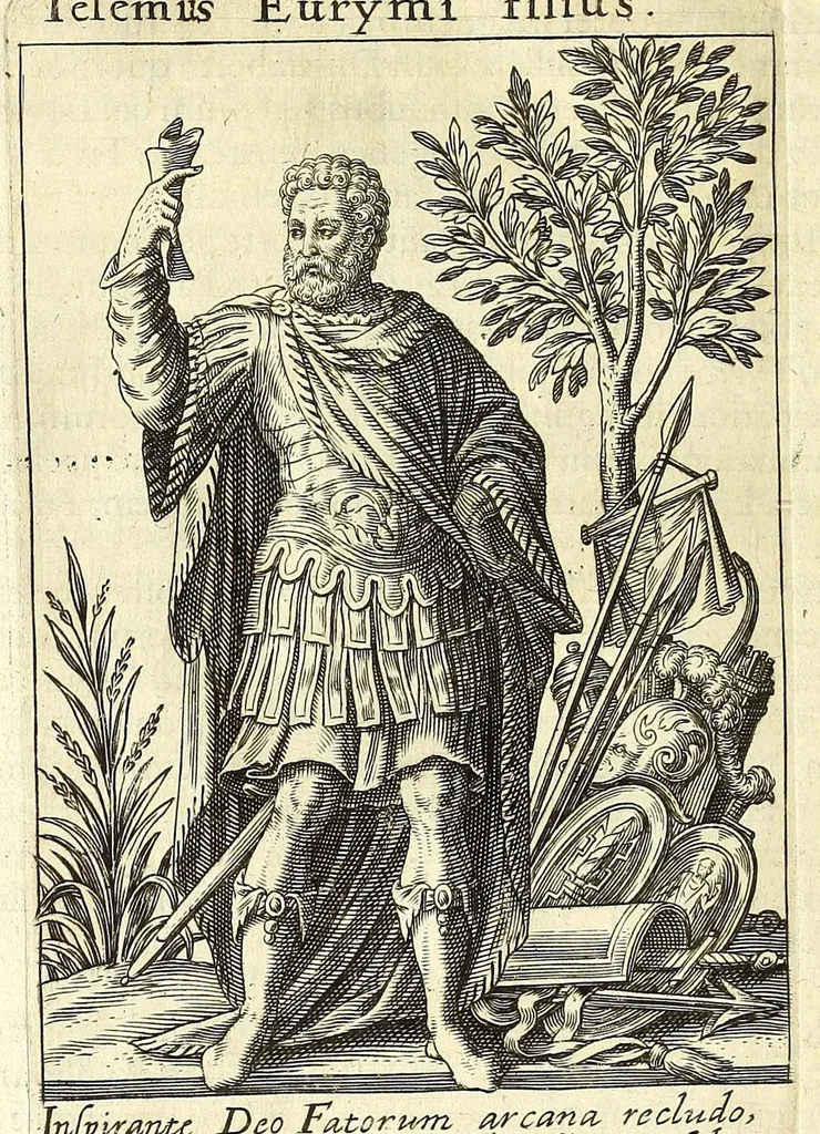 An illustration from Tractatus posthumus Jani Jacobi Boissardi Vesuntini De divinatione & magicis praestigiis : quarum veritas ac vanitas solidè exponitur per descriptionem deorum fatidicorum qui olim responsa dederunt : eorundemque prophetarum, sacerdotum, phoebadum, sybyllarum & divinorum, qui priscis temporibus celebres oraculis exstiterunt ; adjunctis simul omnium effigiebus, ab ipso autore e gemmis, marmoribus, tabulisq[ue] antiquis ad vivum delineatus : jam modo eleganter aeri incisis per Joh. Theodor. de Bry .., 1615, leaf 182