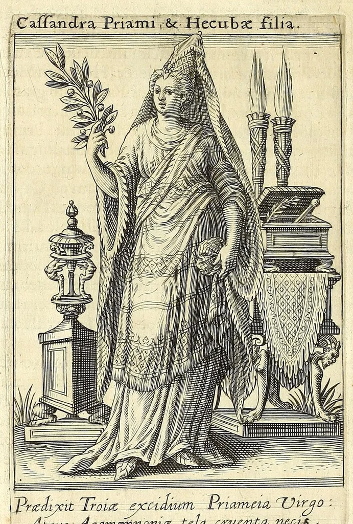 An illustration from Tractatus posthumus Jani Jacobi Boissardi Vesuntini De divinatione & magicis praestigiis : quarum veritas ac vanitas solidè exponitur per descriptionem deorum fatidicorum qui olim responsa dederunt : eorundemque prophetarum, sacerdotum, phoebadum, sybyllarum & divinorum, qui priscis temporibus celebres oraculis exstiterunt ; adjunctis simul omnium effigiebus, ab ipso autore e gemmis, marmoribus, tabulisq[ue] antiquis ad vivum delineatus : jam modo eleganter aeri incisis per Joh. Theodor. de Bry .., 1615, leaf 210