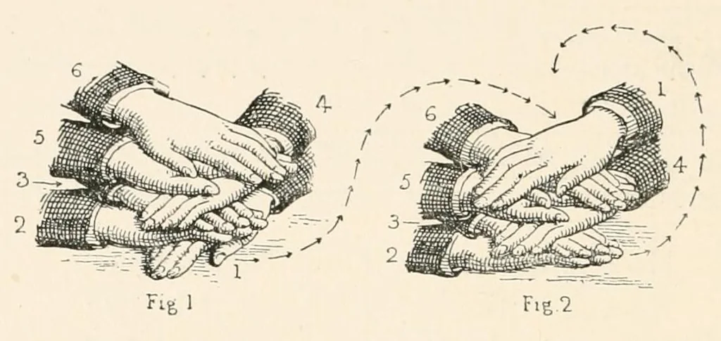 An illustration from The traditional games of England, Scotland, and Ireland : with tunes, singing-rhymes, and methods of playing according to the variants extant and recorded in different parts of the Kingdom, 1894, leaf 124
