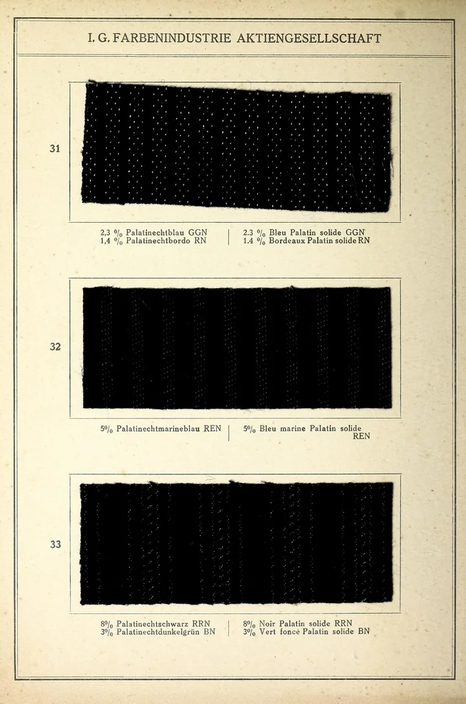 An illustration from Tragechte Färbungen auf gemusterten Herrenstoffen = Teintures solides au porter sur tissus nouveauté pour hommes, 1920, leaf 16