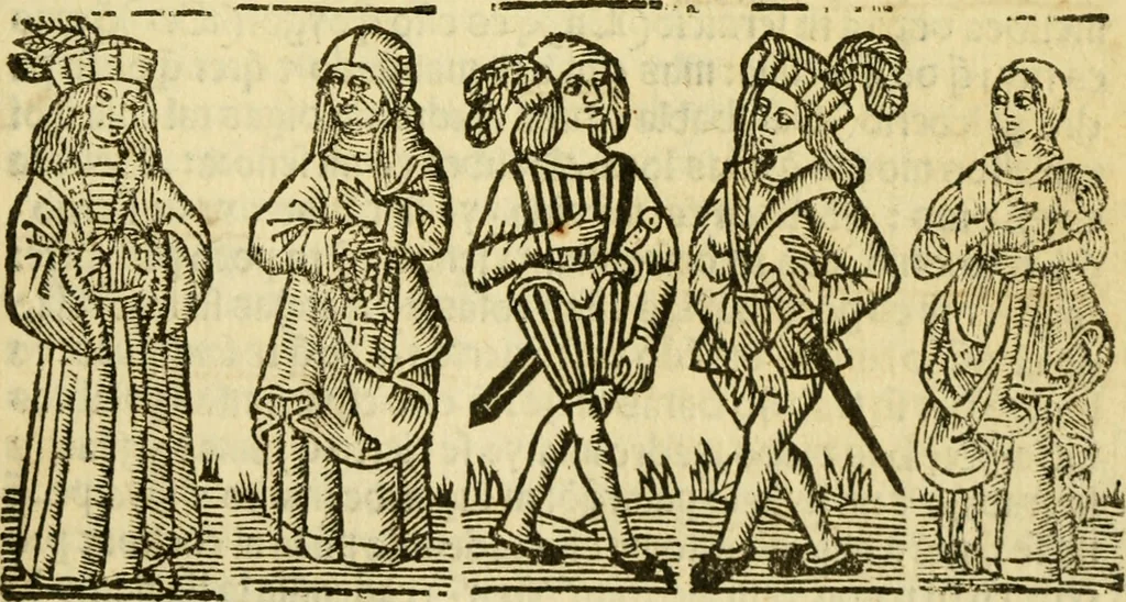 An illustration from Tragicomedia de Calisto y Melibea : en la qual se contiene de mas de su agradable y dulce estilo muchas sentencias filosofales : y avisos muy necessarios para mancebos : mostrandoles los engaños q estan encerrados en seruientes [sic] y alcahuetas : y nuevamente añadidos el tractado de Centurio, 1502, leaf 106