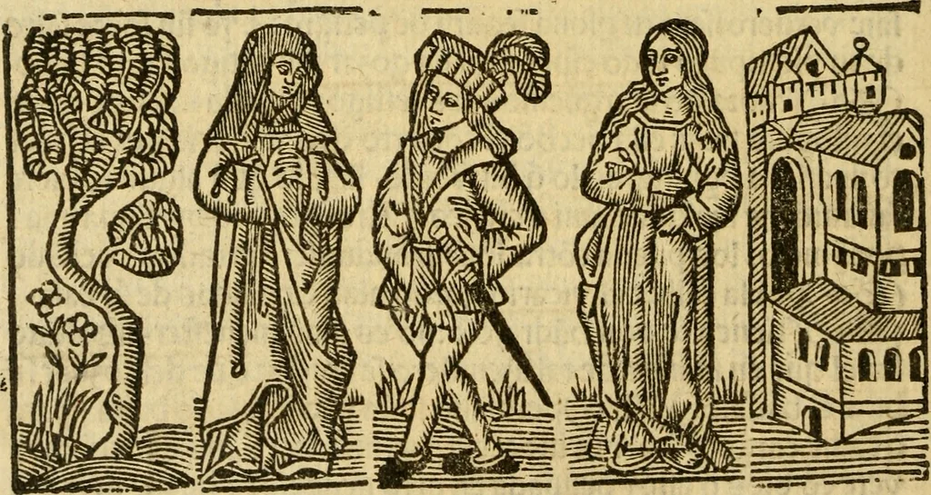 An illustration from Tragicomedia de Calisto y Melibea : en la qual se contiene de mas de su agradable y dulce estilo muchas sentencias filosofales : y avisos muy necessarios para mancebos : mostrandoles los engaños q estan encerrados en seruientes [sic] y alcahuetas : y nuevamente añadidos el tractado de Centurio, 1502, leaf 147