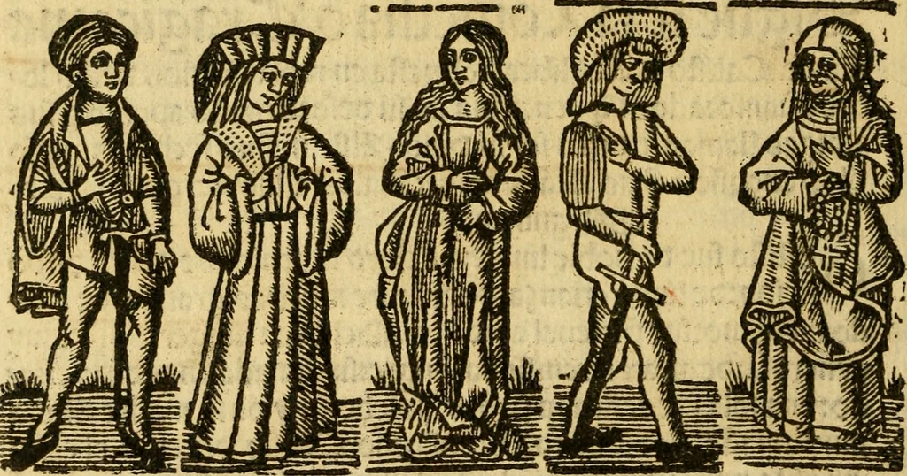 An illustration from Tragicomedia de Calisto y Melibea : en la qual se contiene de mas de su agradable y dulce estilo muchas sentencias filosofales : y avisos muy necessarios para mancebos : mostrandoles los engaños q estan encerrados en seruientes [sic] y alcahuetas : y nuevamente añadidos el tractado de Centurio, 1502, leaf 15