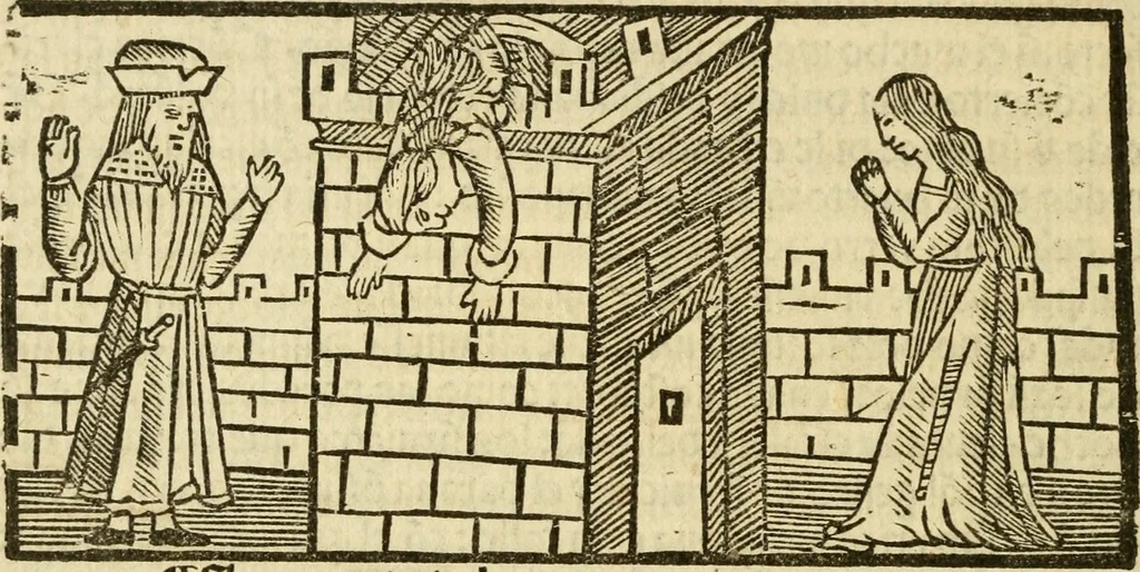 An illustration from Tragicomedia de Calisto y Melibea : en la qual se contiene de mas de su agradable y dulce estilo muchas sentencias filosofales : y avisos muy necessarios para mancebos : mostrandoles los engaños q estan encerrados en seruientes [sic] y alcahuetas : y nuevamente añadidos el tractado de Centurio, 1502, leaf 161