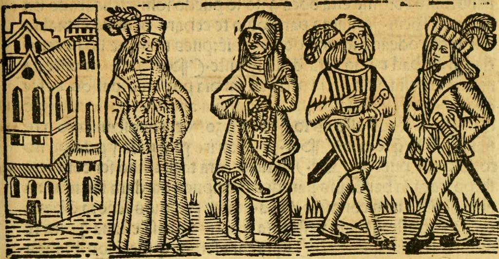 An illustration from Tragicomedia de Calisto y Melibea : en la qual se contiene de mas de su agradable y dulce estilo muchas sentencias filosofales : y avisos muy necessarios para mancebos : mostrandoles los engaños q estan encerrados en seruientes [sic] y alcahuetas : y nuevamente añadidos el tractado de Centurio, 1502, leaf 64