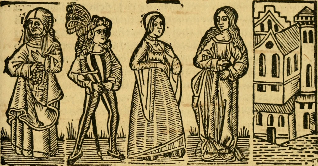 An illustration from Tragicomedia de Calisto y Melibea : en la qual se contiene de mas de su agradable y dulce estilo muchas sentencias filosofales : y avisos muy necessarios para mancebos : mostrandoles los engaños q estan encerrados en seruientes [sic] y alcahuetas : y nuevamente añadidos el tractado de Centurio, 1502, leaf 74