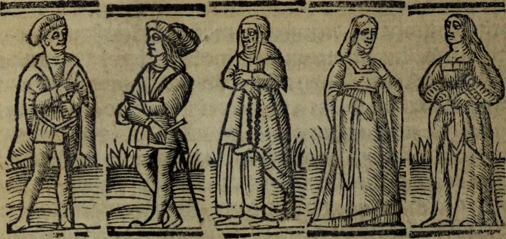 An illustration from Tragicomedia de Calisto y Melibea : enla qual se co[n]tiene de mas de su agradable [y] dulce estilo, muchas sente[n]cias filosofales [y] auisos muy necessarios para ma[n]cebos, mostra[n]doles los engaños q[ue] esta[n] encerrados en seruientes [y] alcahuetas, [y] nueuame[n]te añadido el tractado d[e] ce[n]turio, 1534, leaf 109