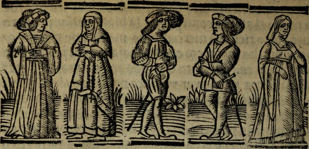 An illustration from Tragicomedia de Calisto y Melibea : enla qual se co[n]tiene de mas de su agradable [y] dulce estilo, muchas sente[n]cias filosofales [y] auisos muy necessarios para ma[n]cebos, mostra[n]doles los engaños q[ue] esta[n] encerrados en seruientes [y] alcahuetas, [y] nueuame[n]te añadido el tractado d[e] ce[n]turio, 1534, leaf 131