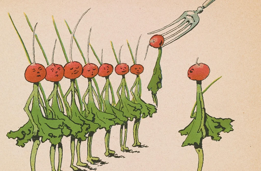 An illustration from Die tragische Rettichgeschichte, 1920, leaf 6