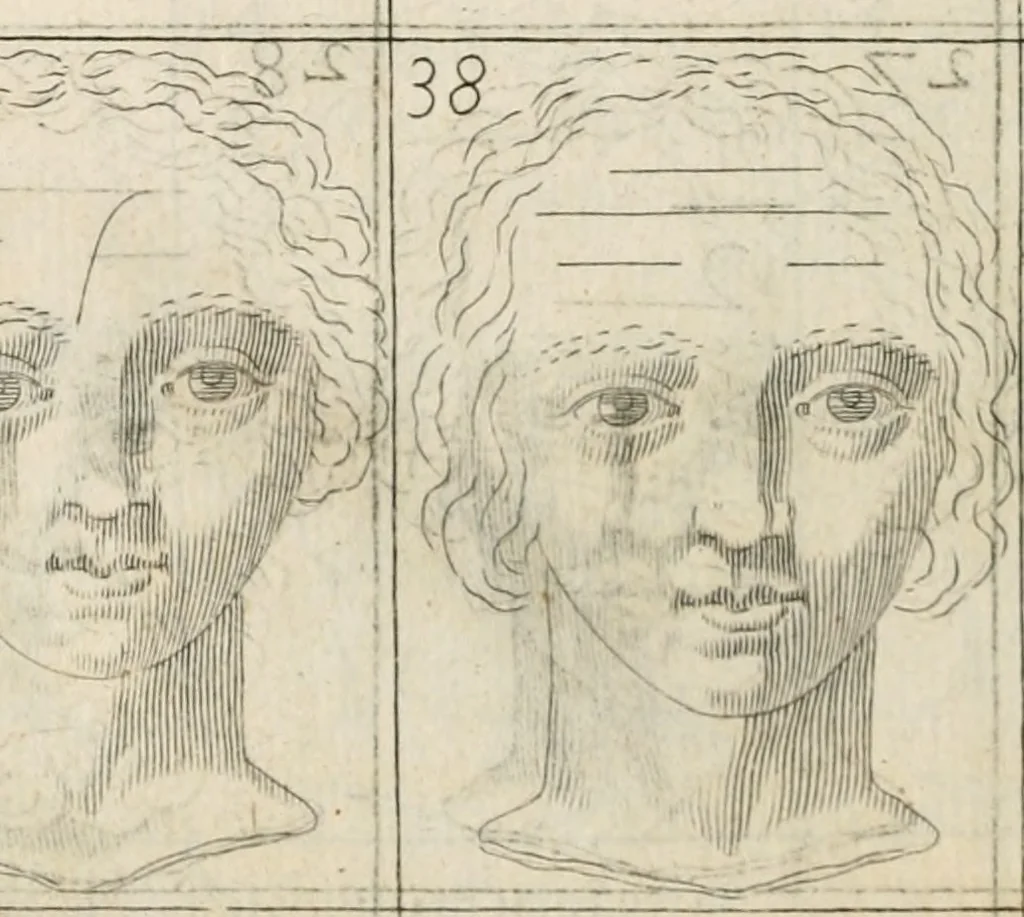 An illustration from Traicté povr la conservation de la santé, et svr la saignee de ce temps, et moyen de remedier aux maladies sans craincte de leur recheute : auec autres traictez necessaires pour toutes sortes de personnes, en façon & ordre non encores veus, & selon la doctrine des anciens medecins grecs, arabes, latins & françois : avgmenté d'vn Traicté de Galien, de l'alictement des malades : Apologie contre Iean Terud ... : Examen du liure intitulé Medecin charitable : Traicté de la physiognomie, auec les figures propres, qui sont au nombre de 53 ..., 1650, leaf 745