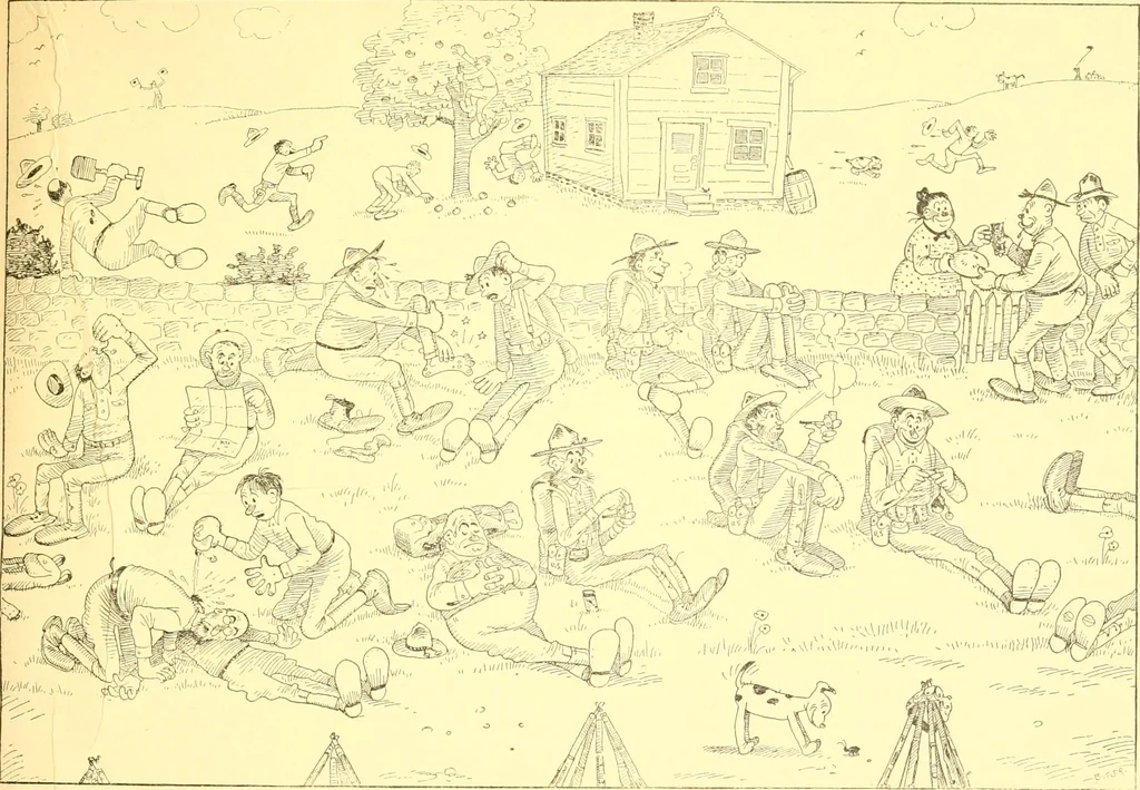 An illustration from Training for the trenches; a book of humorous cartoons on a serious subject, 1917, leaf 10