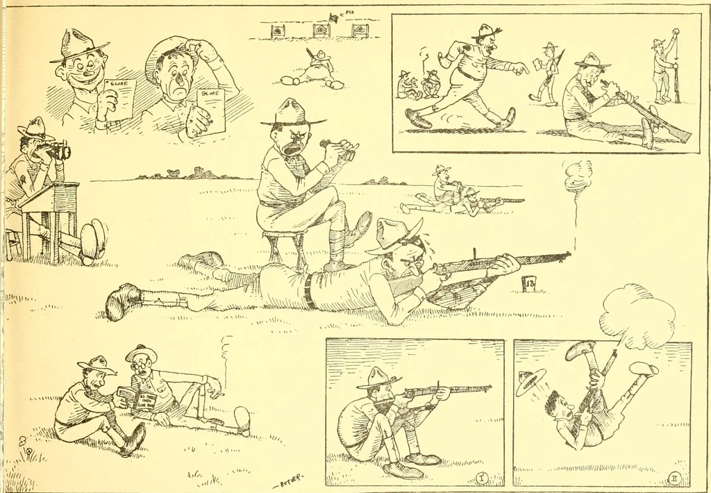 An illustration from Training for the trenches; a book of humorous cartoons on a serious subject, 1917, leaf 14