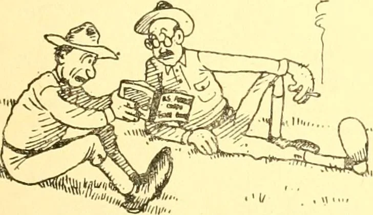 An illustration from Training for the trenches; a book of humorous cartoons on a serious subject, 1917, leaf 14