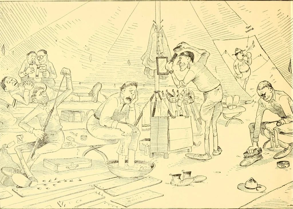 An illustration from Training for the trenches; a book of humorous cartoons on a serious subject, 1917, leaf 7
