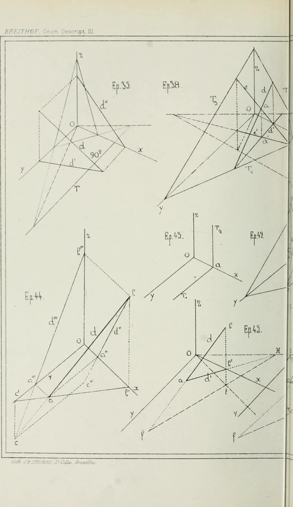 An illustration from Traité de géométrie descriptive, 1880, leaf 191