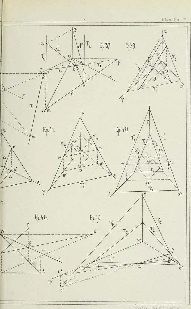 An illustration from Traité de géométrie descriptive, 1880, leaf 192