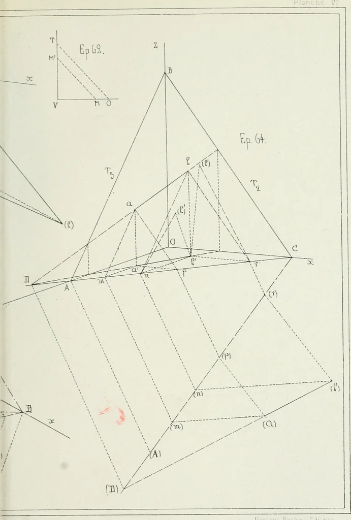 An illustration from Traité de géométrie descriptive, 1880, leaf 200