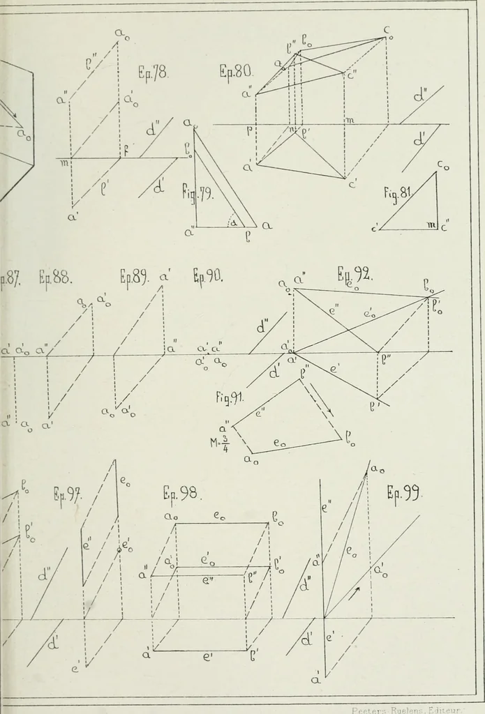 An illustration from Traité de géométrie descriptive, 1880, leaf 212