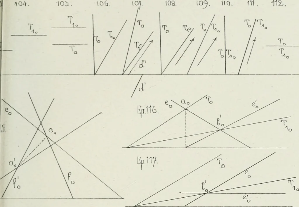 An illustration from Traité de géométrie descriptive, 1880, leaf 216