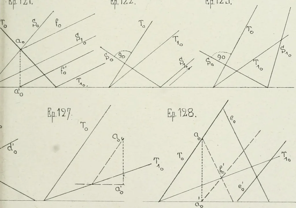 An illustration from Traité de géométrie descriptive, 1880, leaf 216