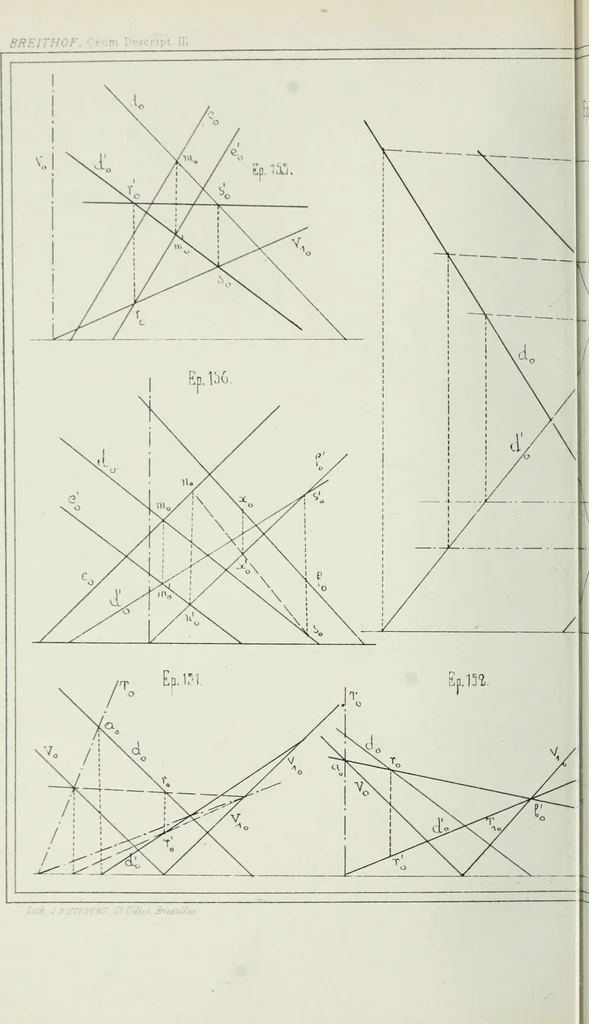 An illustration from Traité de géométrie descriptive, 1880, leaf 227