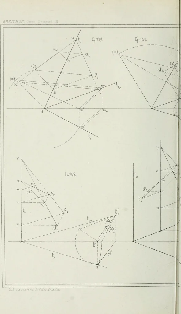 An illustration from Traité de géométrie descriptive, 1880, leaf 231