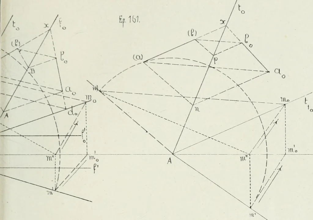 An illustration from Traité de géométrie descriptive, 1880, leaf 232