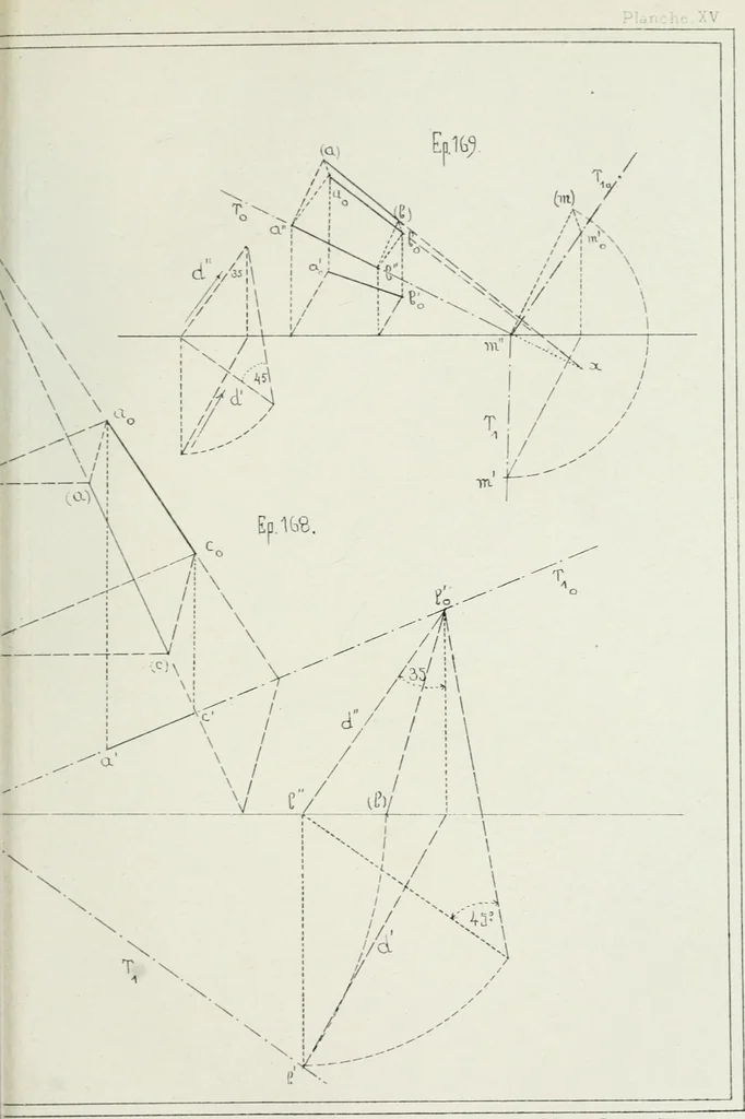 An illustration from Traité de géométrie descriptive, 1880, leaf 236