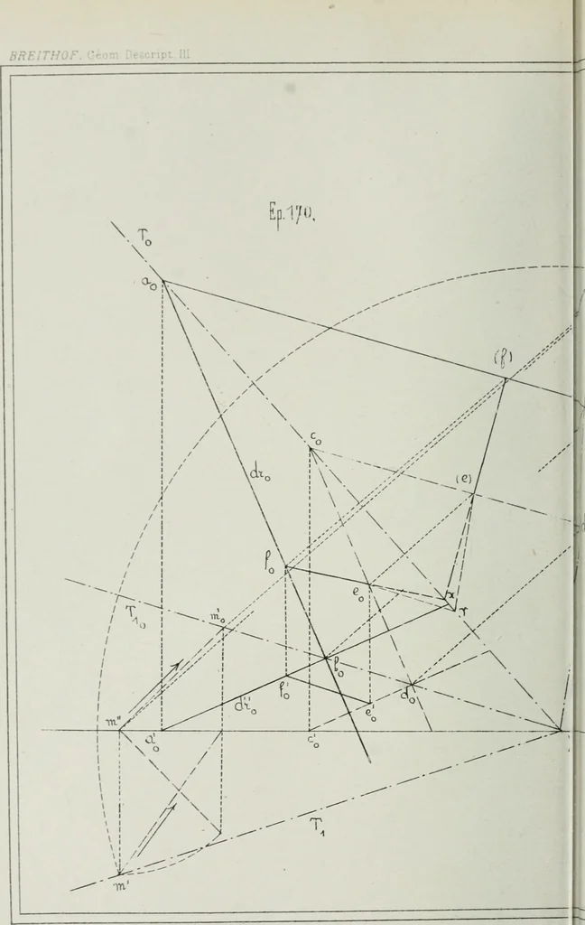 An illustration from Traité de géométrie descriptive, 1880, leaf 239