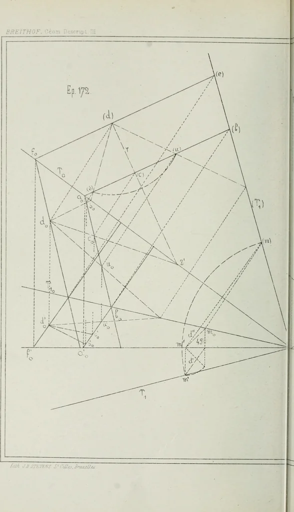 An illustration from Traité de géométrie descriptive, 1880, leaf 243