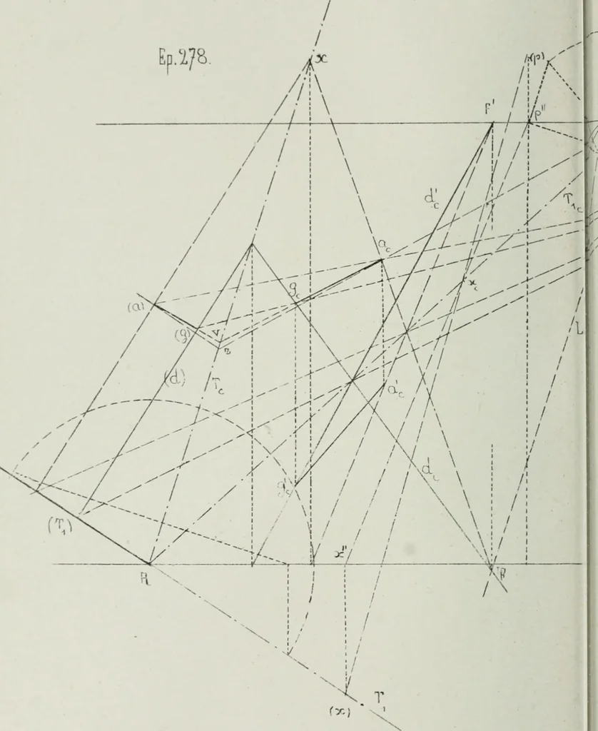 An illustration from Traité de géométrie descriptive, 1880, leaf 273