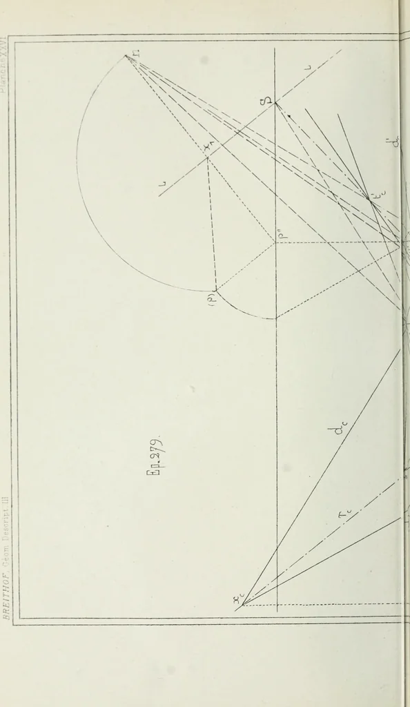 An illustration from Traité de géométrie descriptive, 1880, leaf 277