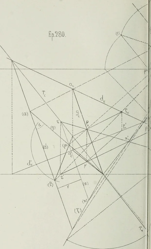 An illustration from Traité de géométrie descriptive, 1880, leaf 281