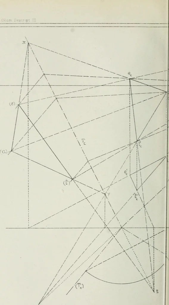 An illustration from Traité de géométrie descriptive, 1880, leaf 285