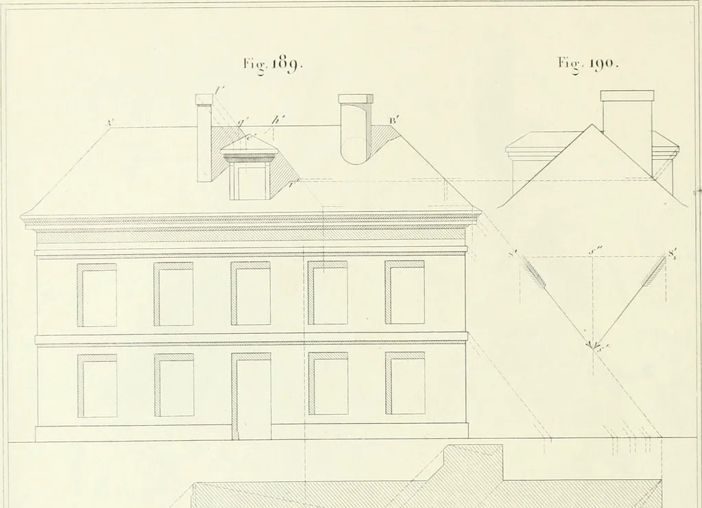 An illustration from Traité de géométrie descriptive. 3. ed., rev. et augm. de la théorie de l'intersection de deux polyèdres, 1891, leaf 17