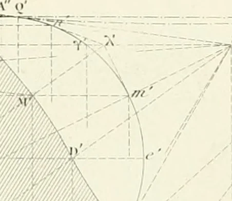 An illustration from Traité de géométrie descriptive. 3. ed., rev. et augm. de la théorie de l'intersection de deux polyèdres, 1891, leaf 26